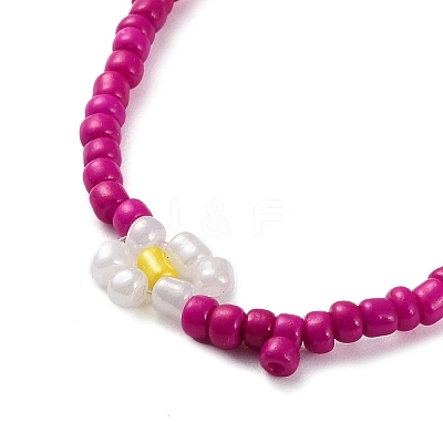 Glass Flower Beaded Necklace NJEW-Z029-03D-1