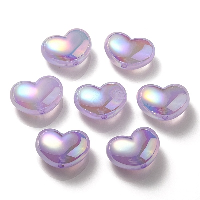 UV Plating Rainbow Iridescent Imitation Jelly Acrylic Beads OACR-C007-08A-1