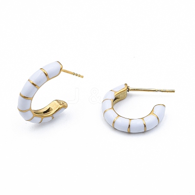 Enamel C-shape Stud Earrings EJEW-N052-05C-1