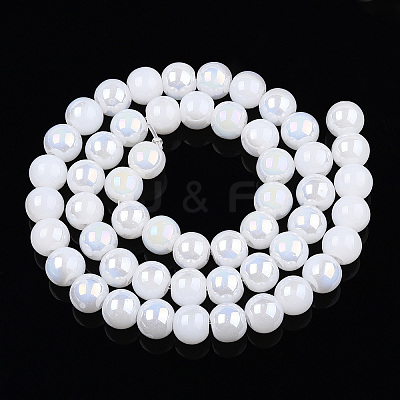 Electroplate Imitation Jade Glass Beads Strands GLAA-T032-J8mm-AB01-1