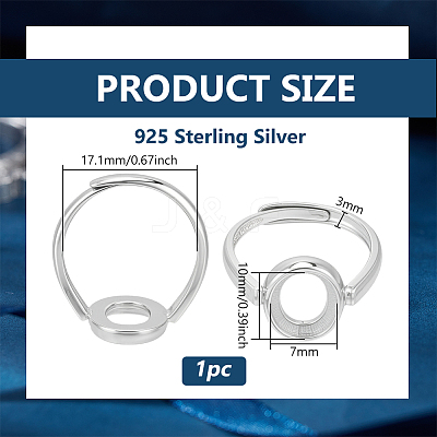 1Pc 925 Sterling Silver Adjustable Ring Components STER-BC0003-97F-P-1