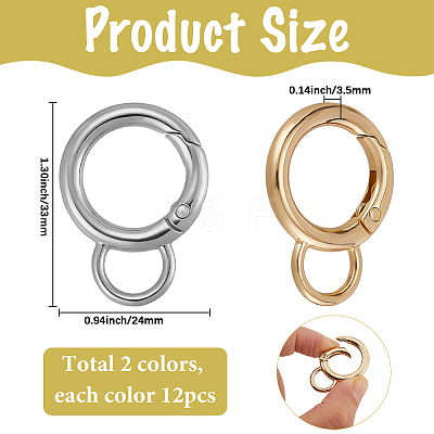24Pcs 2 Colors Alloy Spring Gate Rings FIND-SC0016-60-1