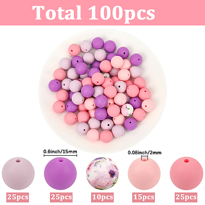 Round Silicone Focal Beads SIL-SP0001-16C-1