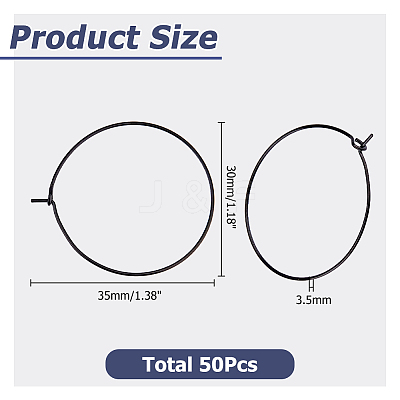 50Pcs 304 Stainless Steel Hoop Earrings EJEW-HS0001-12C-1