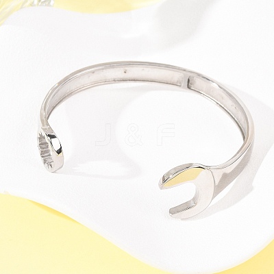 304 Stainless Steel Cuff Bangles for Women Men BJEW-P386-03P-1