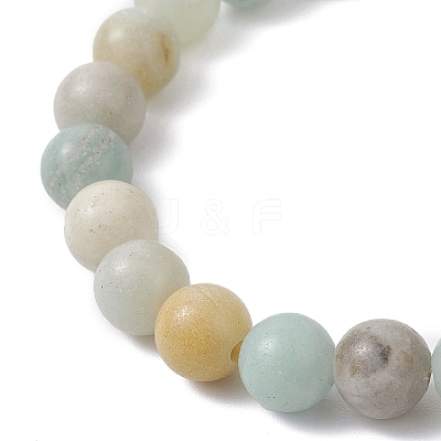 Natural Flower Amazonite Round Beads Bracelets BJEW-JB12434-1