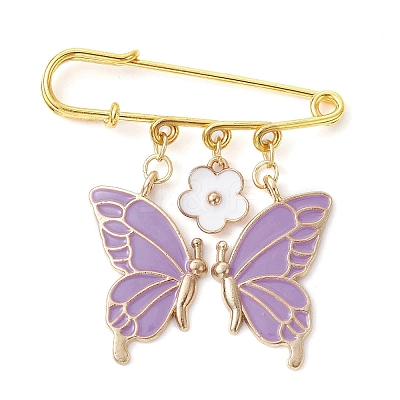 Butterfly & Flower Charm Alloy Enamel Brooches for Women JEWB-BR00144-1