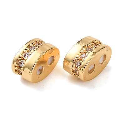 Brass Micro Pave Clear Cubic  Zirconia Slide Charms KK-K422-17G-1