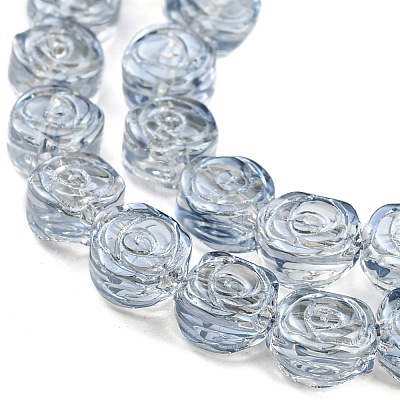 Pearl Luster Plated Electroplate Transparent Glass Beads Strands EGLA-G037-01A-PL01-1