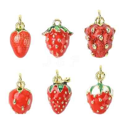 6Pcs 6 Styles Brass Enamel Pendants KK-CJ0003-69-1
