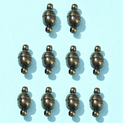 10Pcs Round Brass Magnetic Clasps with Loops KK-FS0001-34AB-1