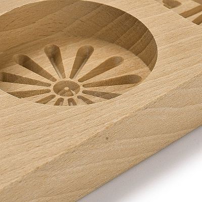 Flower Pattern Beech Wooden Press Mooncake Mold LS-WOOD-K010-04A-1
