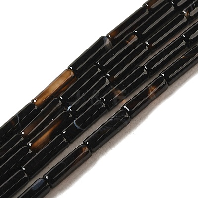 Natural Black Agate Beads Strands G-H013-49-1