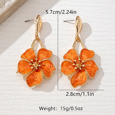Flower Iron & Enamel Dangle Stud Earrings FS-WG46819-01-1