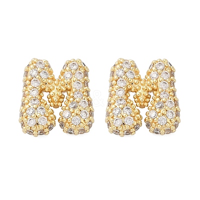 Brass Micro Pave Cubic Zirconia Stud Earrings EJEW-Z091-04G-M-1