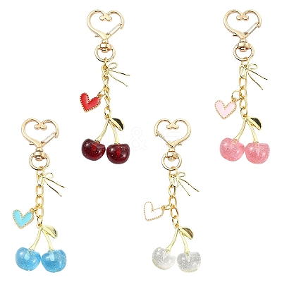 Alloy Enamel with Resin Pendant Decorations HJEW-YW00447-01-1