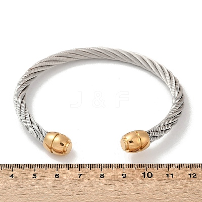304 Stainless Steel Cuff Bangles BJEW-M136-01B-PG-1