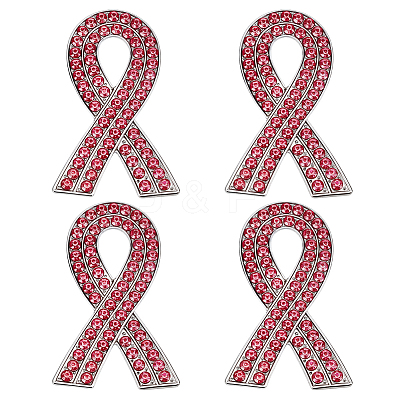 4Pcs Awareness Ribbon Rhinestone Pins JEWB-GO0001-22-1