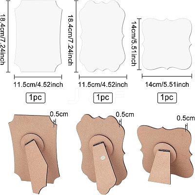 3 Sets 3 Styles MDF Board Heat Transfer Blanks Photo Frame DIY-BC0002-82-1