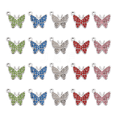 30Pcs 5 Colors Zinc Alloy Butterfly Jewelry Charms FIND-TA0001-61-1