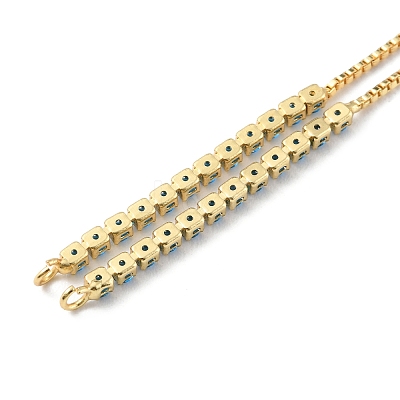 Brass Micro Pave Cubic Zirconia Box Chain Slider Bracelet Makings KK-P233-10G-01-1