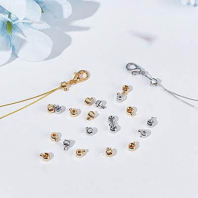 40Pcs 2 Colors Brass Crimp Beads KK-AR0003-27-1