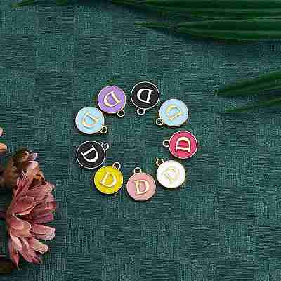 120Pcs 12 Colors Golden Plated Alloy Charms ENAM-SZ0001-64D-1