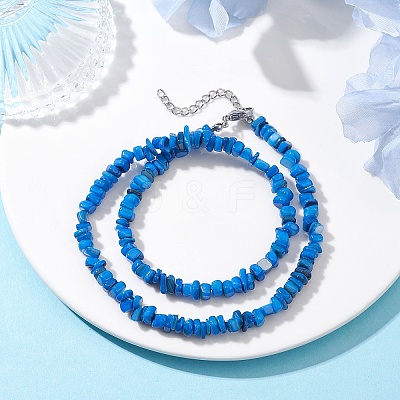 Dyed Natural Freshwater Shell Nuggets Beaded Necklaces NJEW-JN05580-03-1