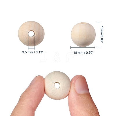 Natural Unfinished Wood Beads WOOD-S651-18mm-LF-1