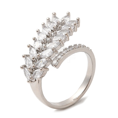 Cubic Zirconia Ear of Wheat Open Cuff Ring RJEW-M151-01P-1