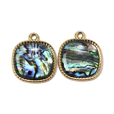 304 Stainless Steel & Natural Paua Shell Pendants SH-CBA7184-01A-G-1