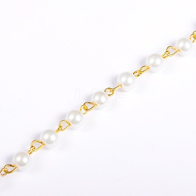 Handmade Round Glass Pearl Beads Chains for Necklaces Bracelets Making X-AJEW-JB00036-01-1