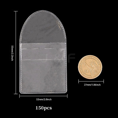 PVC Single Pocket Coin Sleeves Holders ABAG-WH0038-42-1