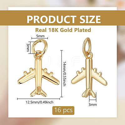 16Pcs Brass Charms ZIRC-BC0001-28G-1