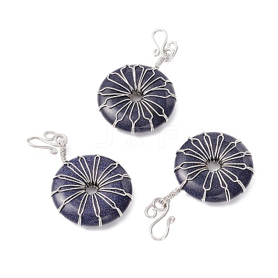 Synthetic Blue Goldstone Big Pendants G-P459-01P-B-1