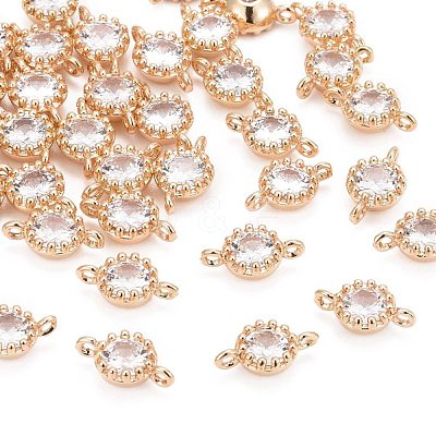 Flower Brass Micro Pave Cubic Zirconia Links ZIRC-L054-09KCG-NR-1
