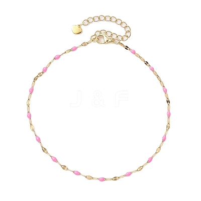 304 Stainless Steel Enamel Link Chain Anklets AJEW-AN00630-1