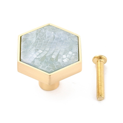 Hexagon with Marble Pattern Brass Box Handles & Knobs LS-DIY-P054-C01-1