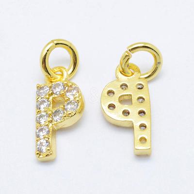 Brass Micro Pave Grade AAA Cubic Zirconia Charms ZIRC-P067-11G-P-NR-1