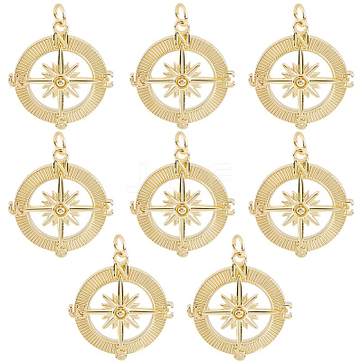 8Pcs Brass Pendants KK-SC0007-25-1
