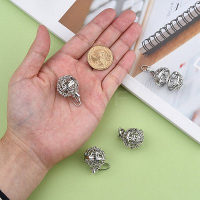 Eco-Friendly Hollow Brass Round Cage Pendants KK-L143-02-NR-1