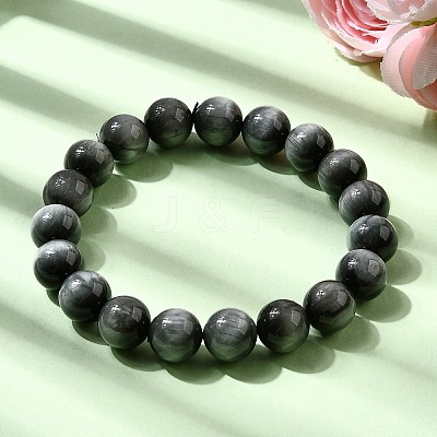 Grade AA Natural Eagle Eye Stone Round Beads Stretch Bracelets for Women BJEW-L712-B01-10mm-1