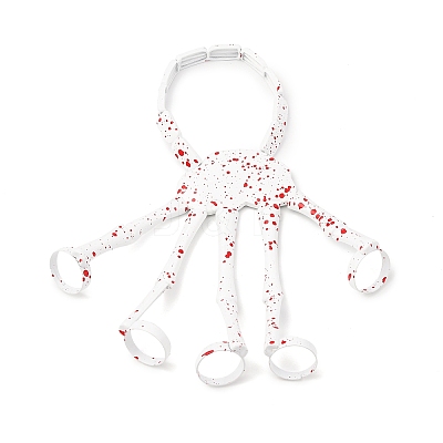 Halloween Spray Printed Alloy Finger Ring Stretch Bracelets BJEW-P367-02-1