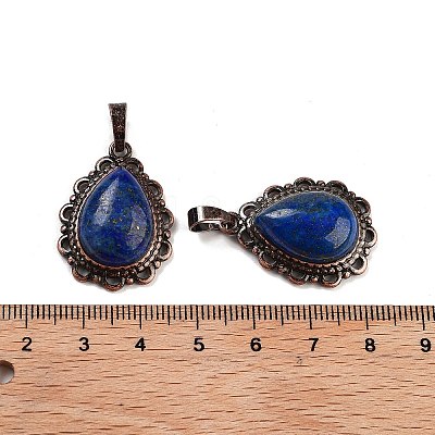 Dyed Natural Lapis Lazuli Teardrop Pendants G-K363-01R-04-1