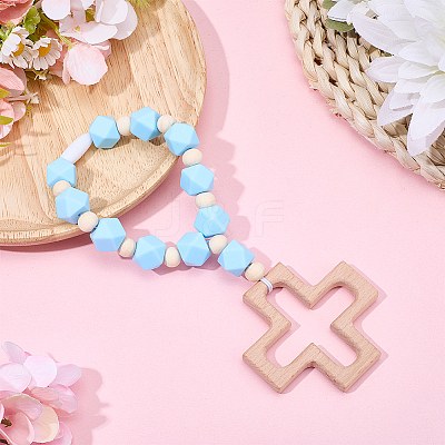 Wood & Silicone Beads Hanging Ornametns HJEW-BM00070-1