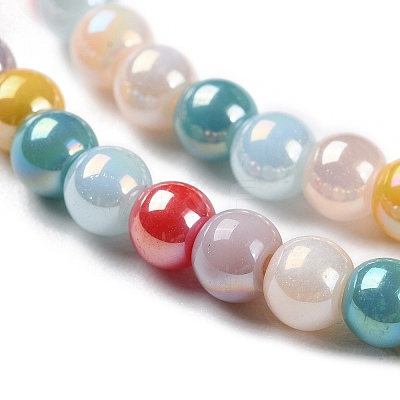 Opaque Electroplate Glass Beads Strands X-GLAA-P056-4mm-A01-1