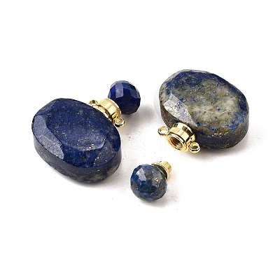Natural Lapis Lazuli Perfume Bottle Pendants G-L623-07G-03-1