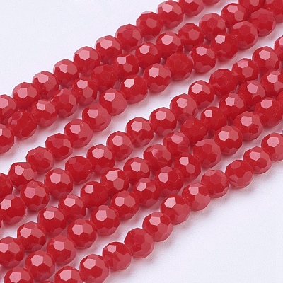 Faceted(32 Facets) Round Glass Beads Strands X-EGLA-J042-4mm-25-1