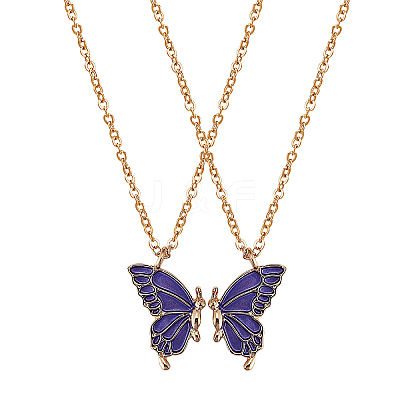 2Pcs Matching Butterfly Pendant Necklaces Set JN1033A-1-1