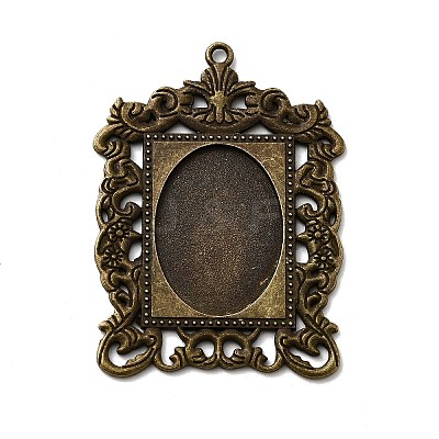 Rectangle Tibetan Style Alloy Big Pendant Cabochon Settings PALLOY-K109-77AB-NR-1